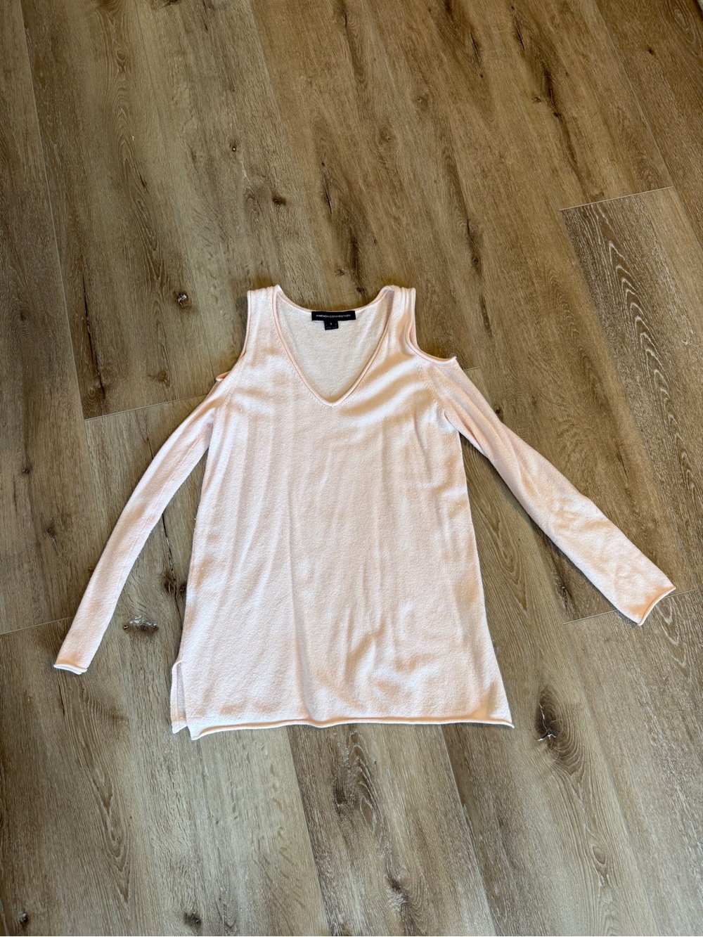 French Connection Pale Pink Cold-Shoulder V-Neck Tunic